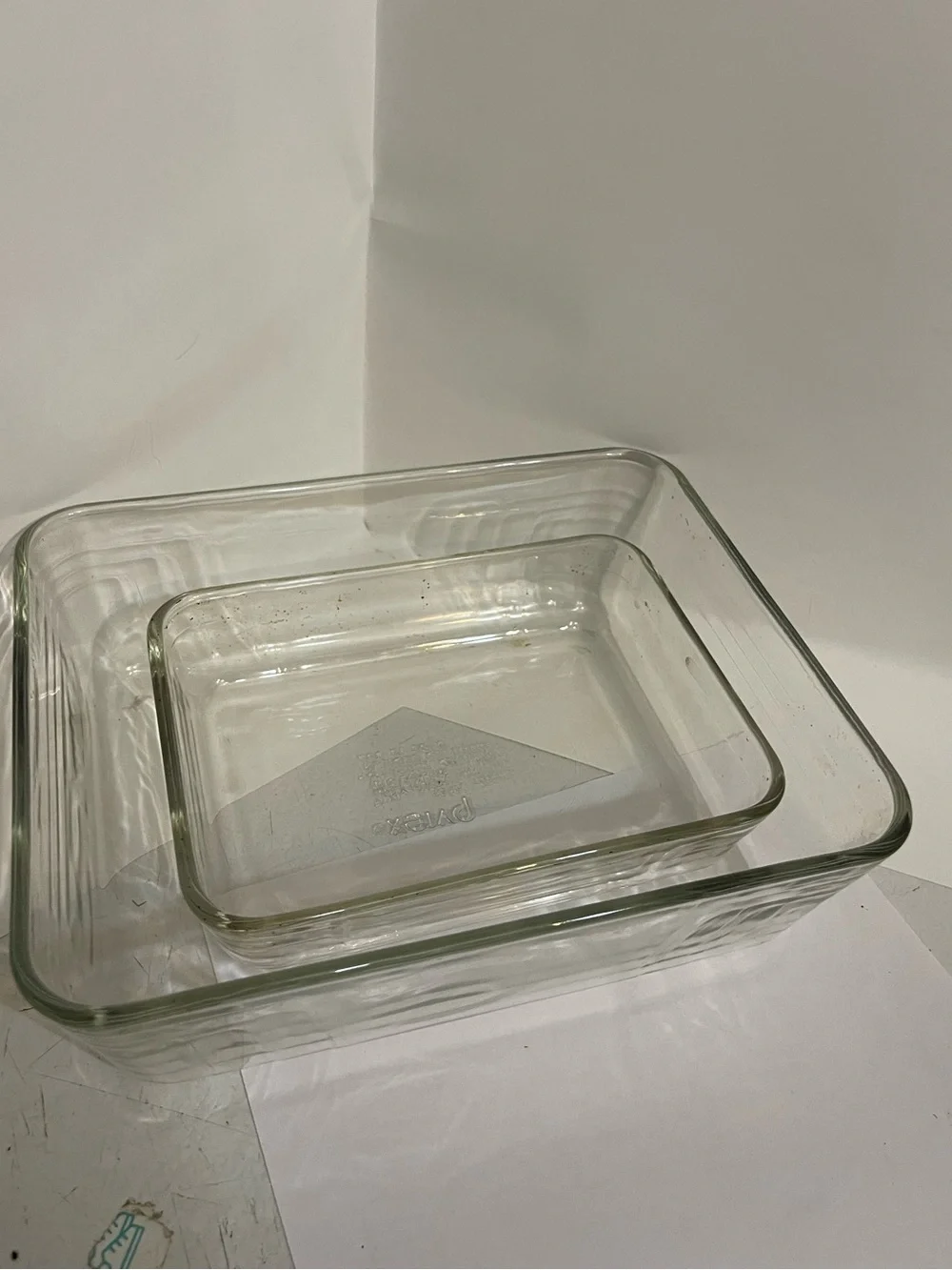 2 Rectangular Pyrex Aqua Glass baking Dishes Medium & Small